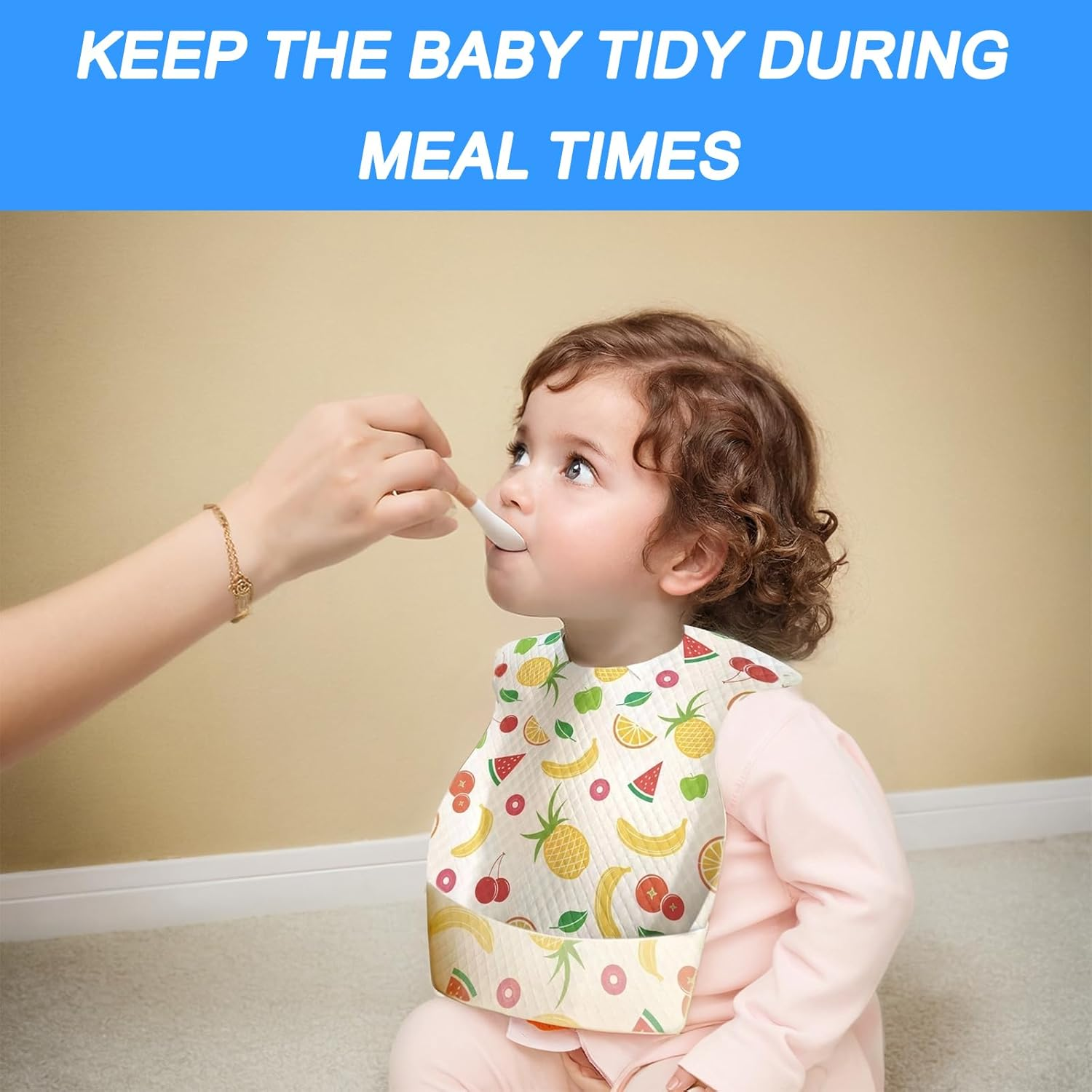 30 Pack Baby Waterproof Bibs with Large Pocket,Adjustable Neck for Boys Girls, Ideal for Travel, Outdoor, Mealtime, Soft & Lightweight image number 2