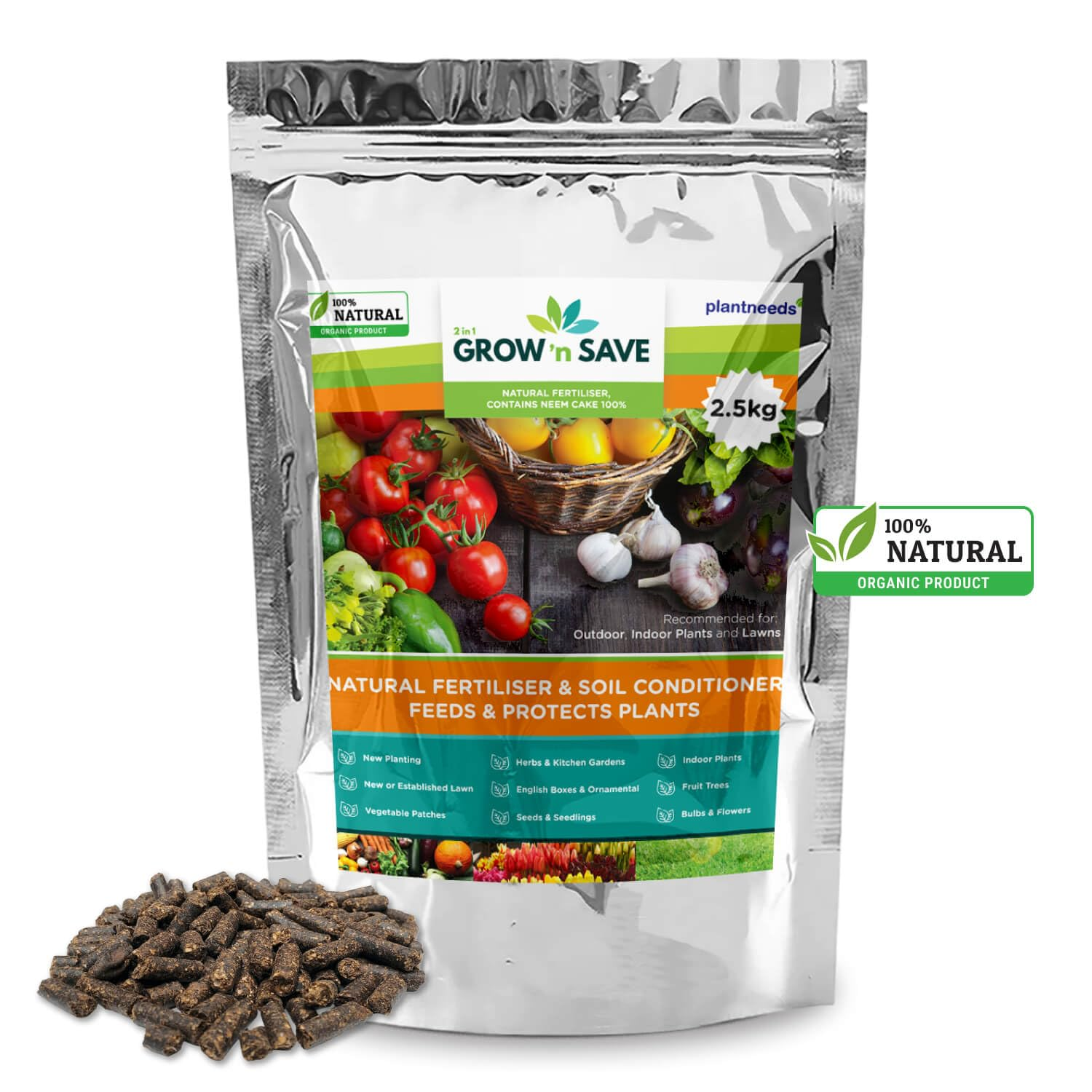 Grow N save 2.5 Kg Pellets - 100% Neem Cake Organic Fertiliser | Garden Fertiliser and Soil Conditioner | Natural Indoor Plant Fertiliser | Slow Release Fertiliser image number 2