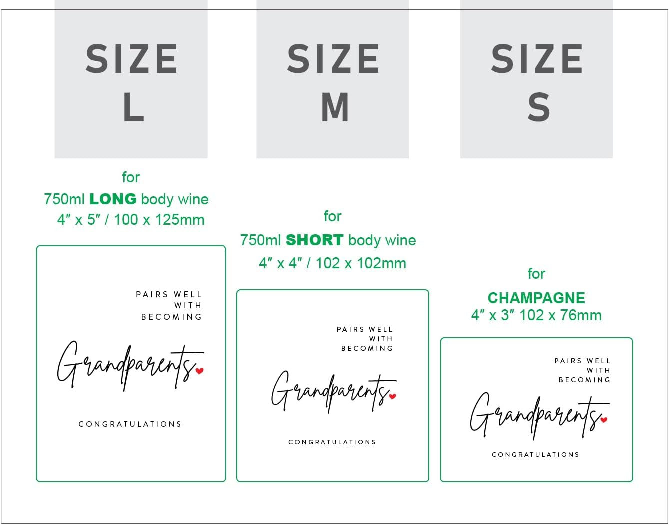 OZ DECO Pregnancy Announcement Wine Labels for New Grandparents - Waterproof, Easy Apply - 2-Pack, Made in Australia (L)