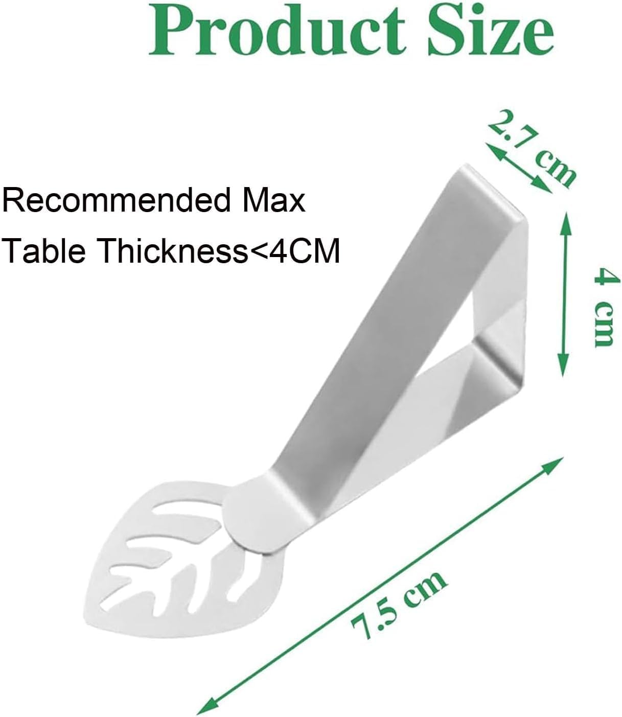 20 Pcs Table Cloth Holder Clips, Betterjonny Leaf Shape Stainless Steel Silver Thickened Strong Cloth Clip Adjustable Table Cover Clamps Table Cloth Holders for Home Party Picnic Essential Accessories image number 2