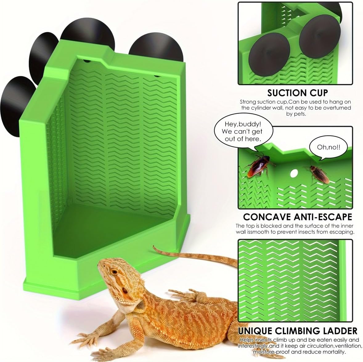 AIMALL Dual-Size Insect Feeder for Reptiles &ndash; Suction Cup Mounted Lizard and Gecko Feeding Station, Ant-Escape Design, Suitable for Various Climbing Pets image number 5