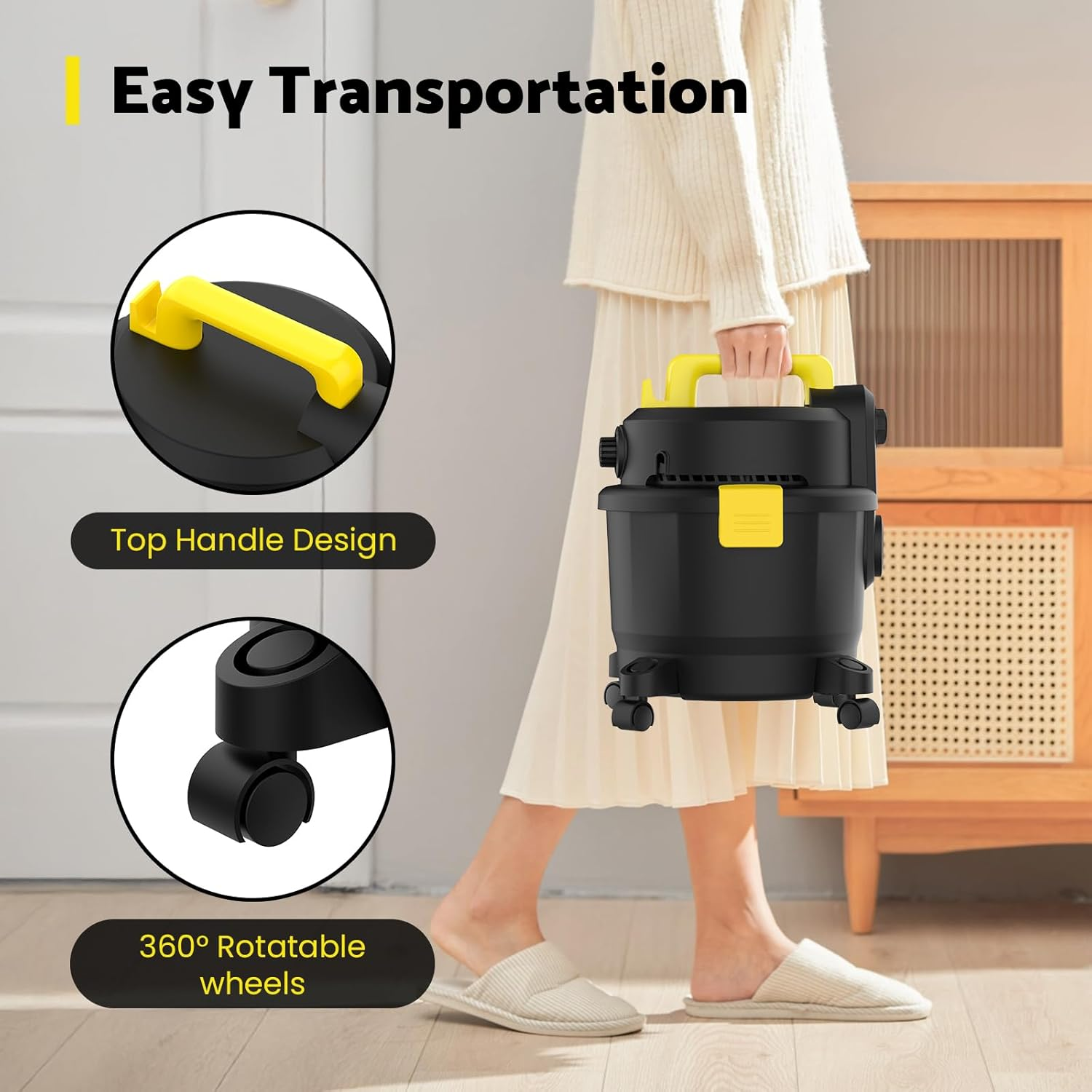 ADVWIN Wet/Dry Vacuum Cleaner, 18L 1000W with High-Energy Filter System Waterproof Body for Workshops, Car Washes, Homes, Yards, Garden image number 3