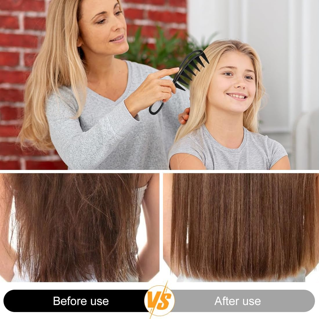 Pack of 2 Wide Tooth Comb, Wide Tooth Trowel, Professional Hairdresser Comb, Antistatic Coarse Teeth for Various Types of Hair, Hair Comb image number 5