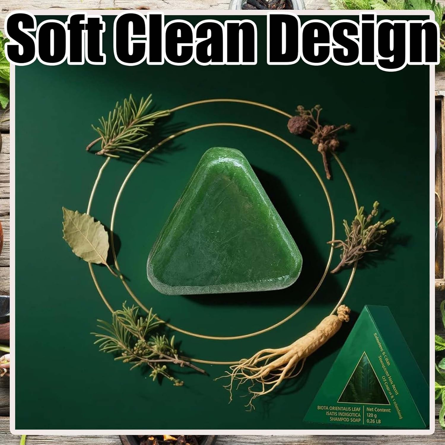 Nature Triangle Shampoo Bar, Usman Grass Shampoo Bar, Nature Seven Green Soap Shampoos, Calming & Strengthens Hair for Women and Mens, Natural Herbal Hair Care 4.23 Oz (3PCS) image number 3