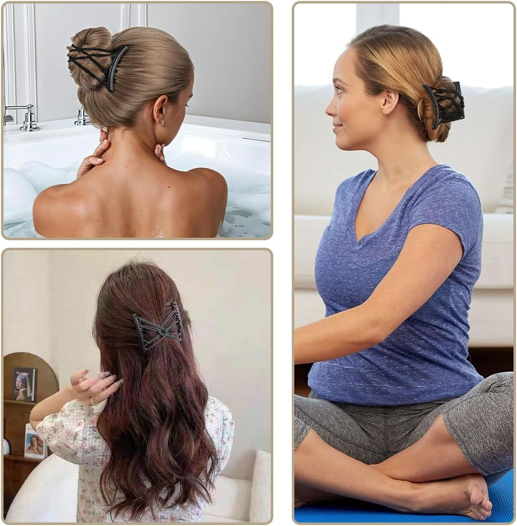 XENQITO Pack of 2 Hair Combs for Clips, Hair Clips, Women, Fashionable Stretchy Hair Clip for Thick or Fine Hair, Durable Double Hair Comb Beads for Women Girls Hair Accessories DIY Hairstyle (Black) image number 5