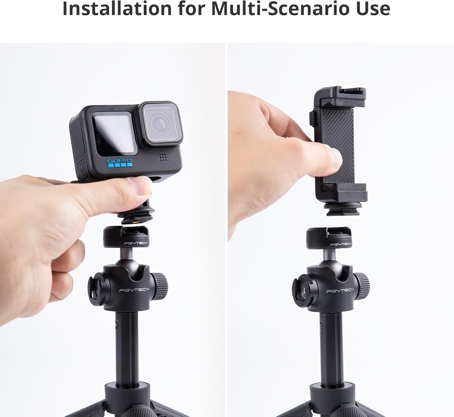 PGYTECH Caplock Extension Pole Tripod with Phone Clip for DJI OSMO Action 5/4, for Gopro Hero 13/12, OSMO Pocket, for Insta, Xiaoyi, Feiyu Action Cameras with 1/4"-20 Thread Adapter