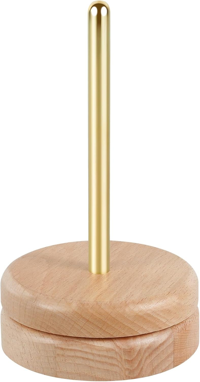 Wooden Yarn Holder Yarn Spindle Dispenser Stable Beech Wood Yarn Skein Spinner Rotatable Revolving Yarn Ball Stand Yarn Ball Holder Dispenser for Crocheting Knitting Yarn image number 4