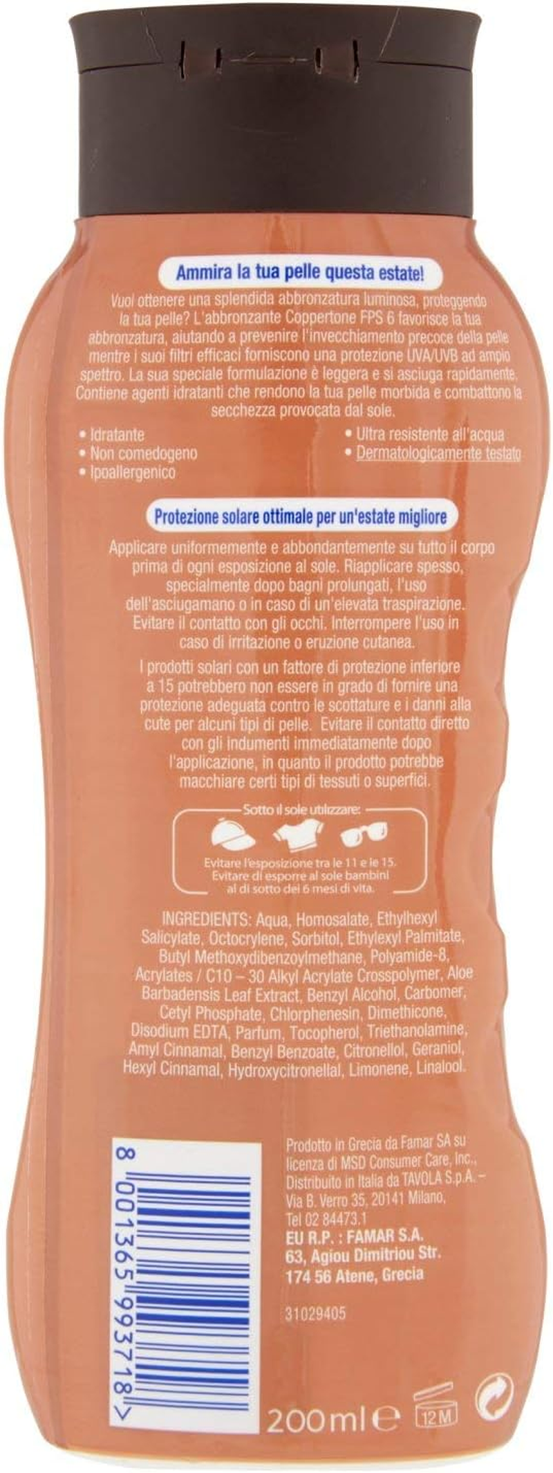 COPPERTONE Fp6 Tanning Crema 200 Ml. - Solar Products image number 1