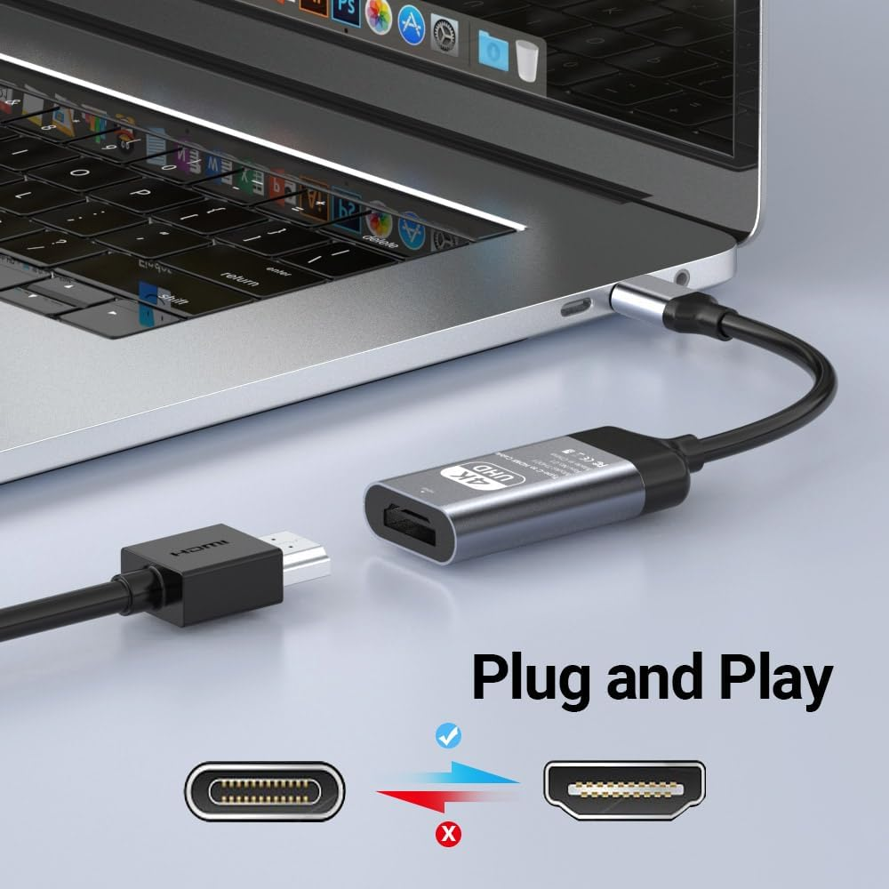 AHGEIIY USB C to HDMI Adapter Cable 4K@60Hz, HDMI to USB C Adapter Aluminum Type C Thunderbolt 4/3 Converter for Iphone 16/15 Pro Max plus Ipad Mini Air Macbook Pro Galaxy S24 Ultra Imac XPS 17 image number 2