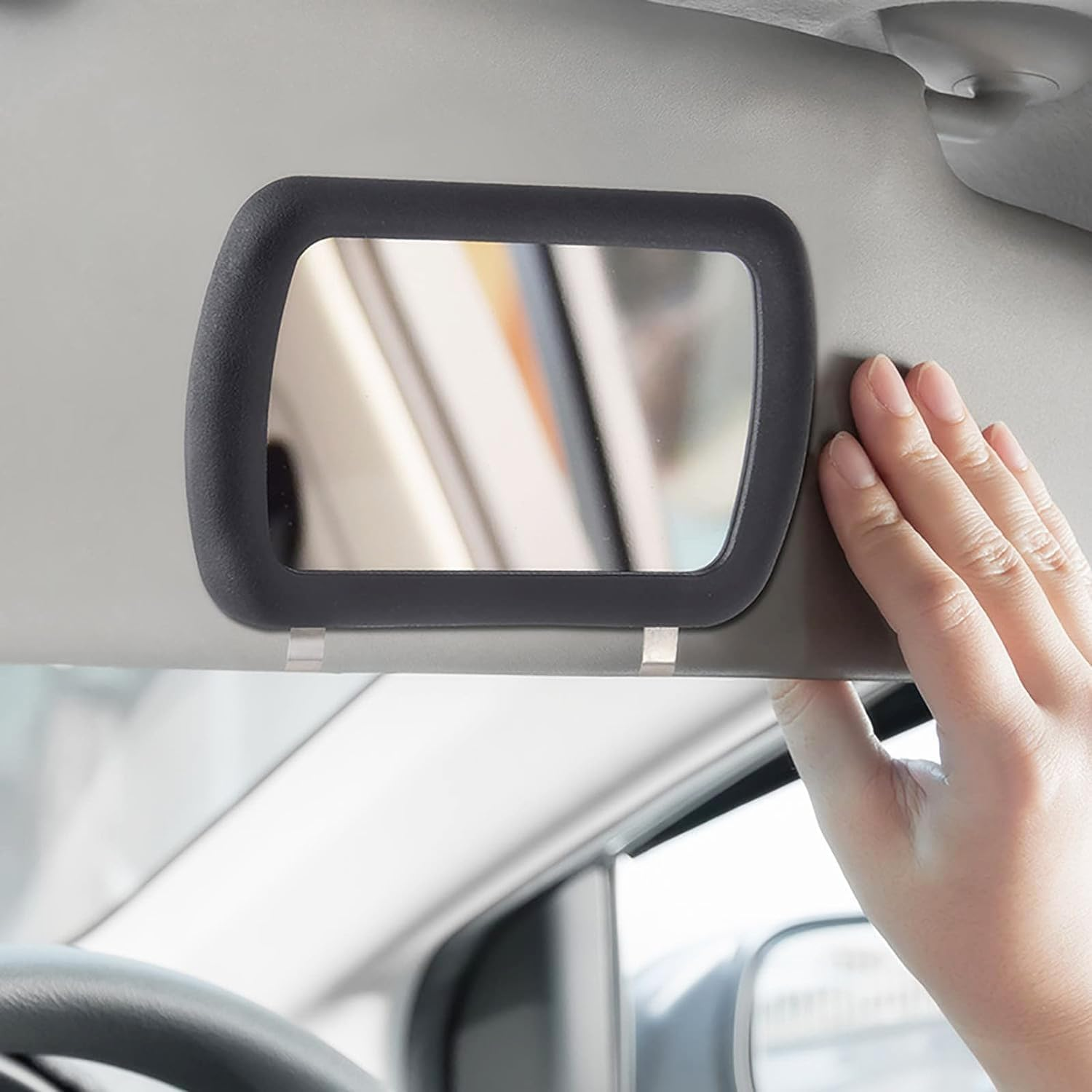 Universal Car Sun Vanity Mirror, Adjustable Portable Car Visor Cosmetic Mirror Universal for Truck SUV Auto Accessories(16.7 X 11Cm,Black) image number 5