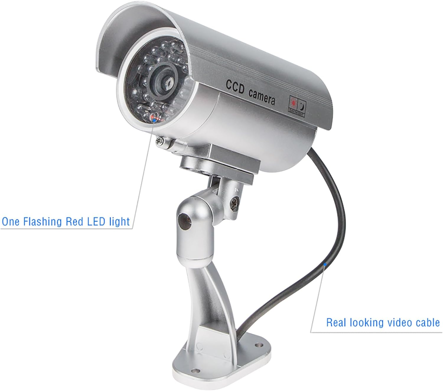 Findtop Dummy Camera CCTV Surveillance System with Realistic Simulated Leds, Dummy Security Camera with 6 Pcs Warning Security Alert Sticker Decals image number 3