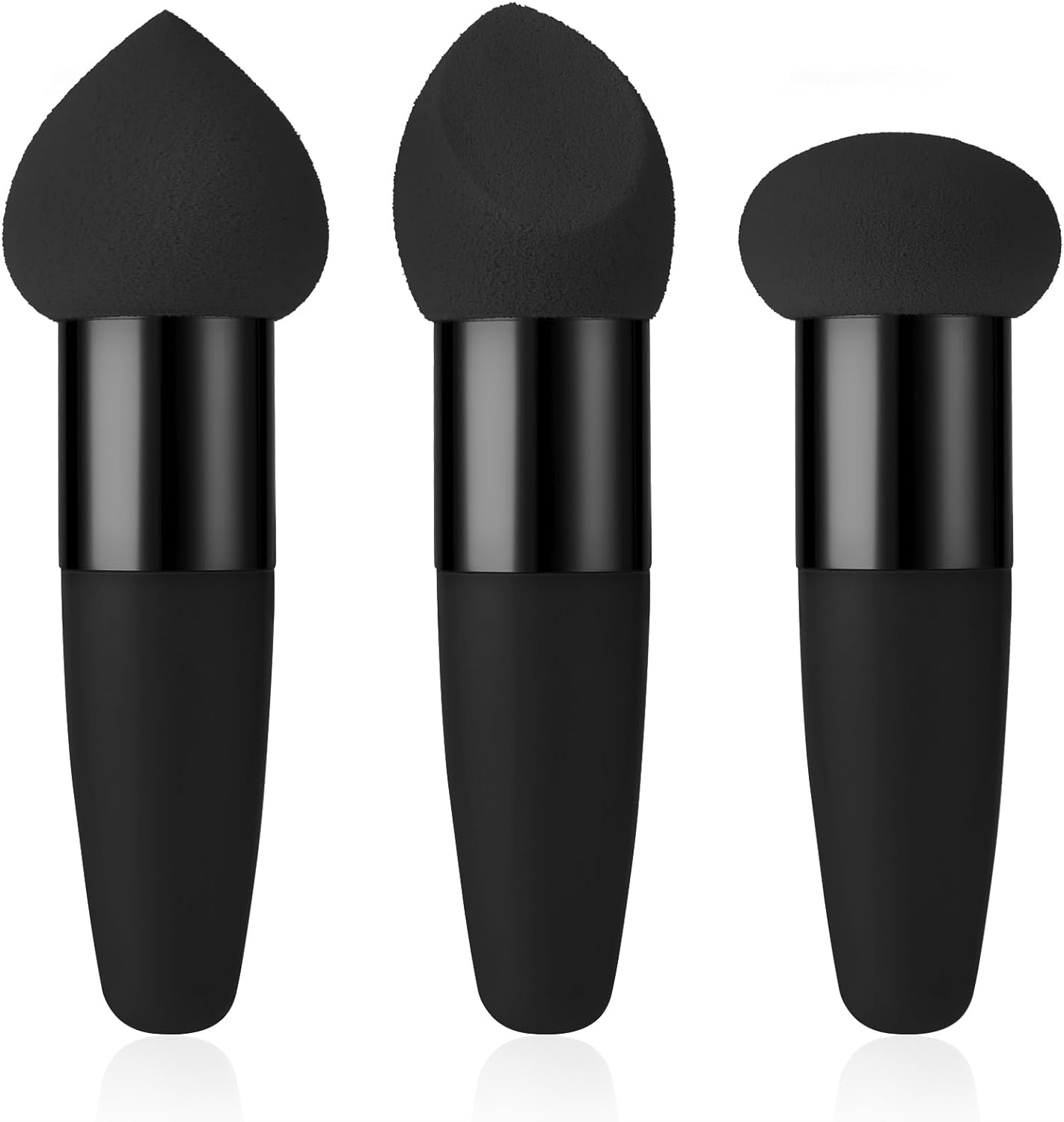 Sibba Makeup Sponge 3 Pieces Foundation Makeup Concealer Cosmetic Mixed Mini Brush Angle Handle Applicator Artist Application Mushroom Eyebrow Face Tassel Powder (Rose Red)