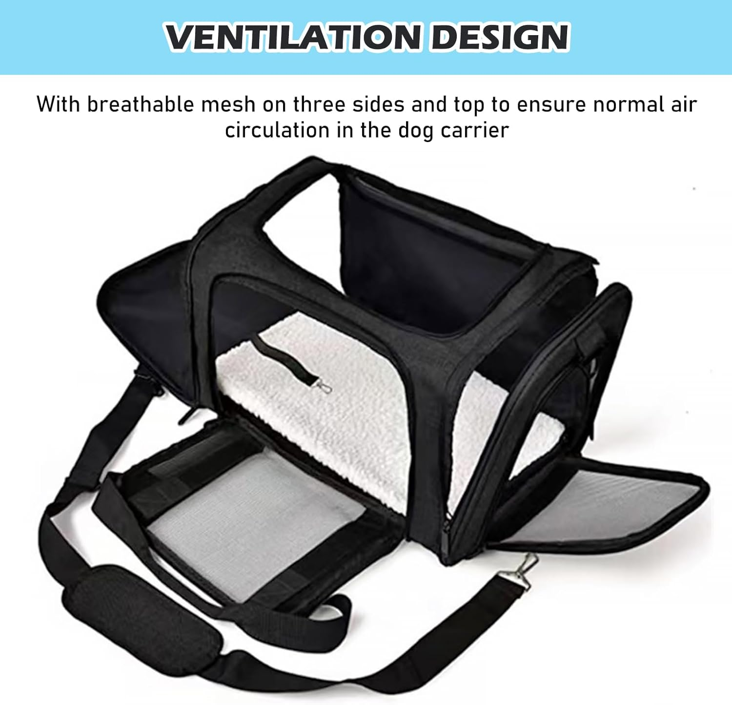 BYZESTY Transport Box Cat Dog Transport Box Dog Box Foldable Dog Transport Box Cat Transport Boxes Dog Bag Cat Transport Bag Includes Dog Bowl, 42 X 27 X 28 Cm (Black 2) image number 5