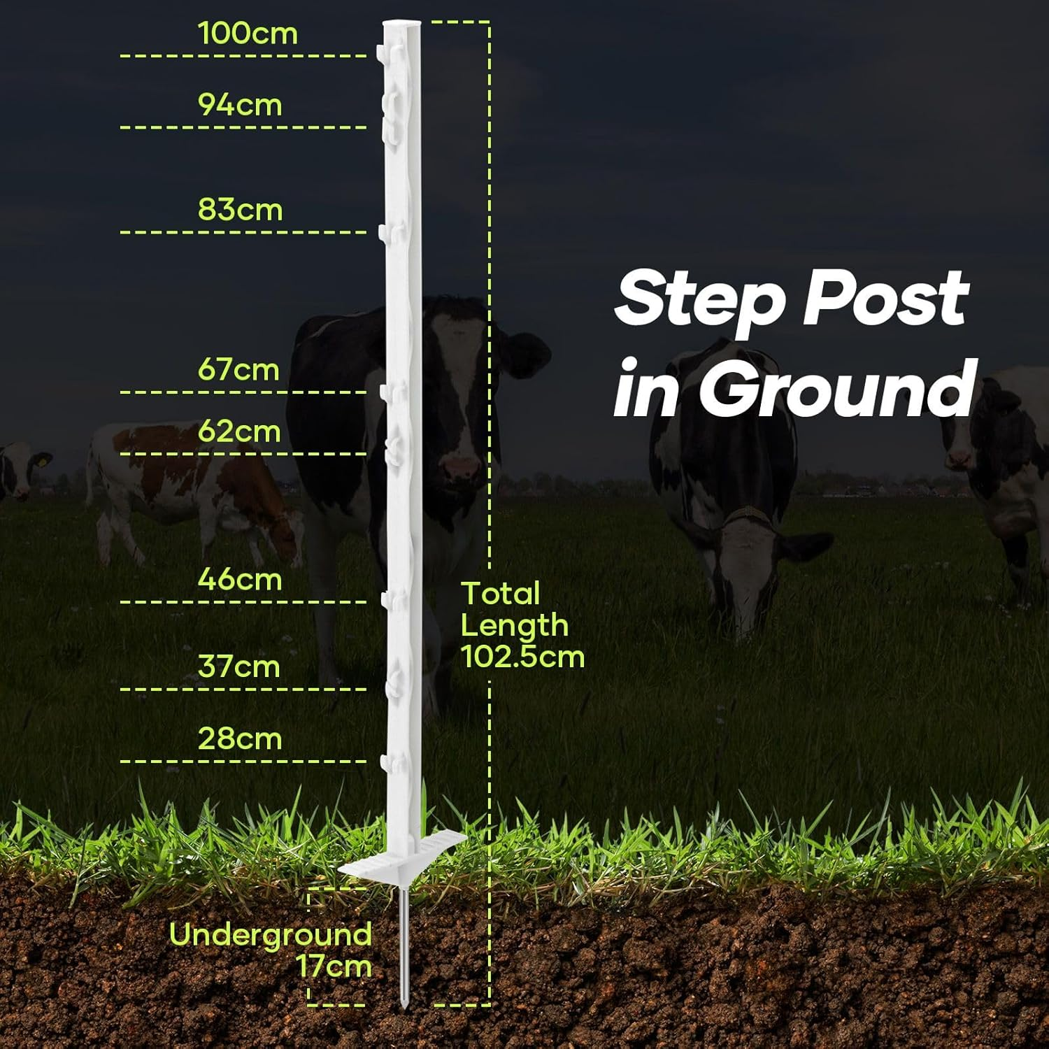 20Pcs Electric Fence Posts Tread Step in Wire Poly Tap Garden Farm Livestock Cattle Sheep Cow Insulators Poles White image number 4