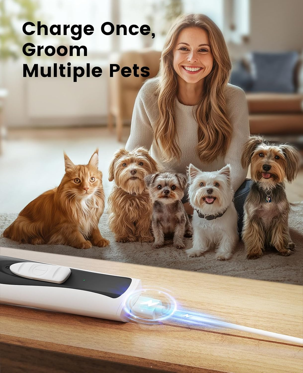 Oneisall Dog Paw Trimmer with LED Light, 20 Mm Widen Blades Paw Trimmer for Dogs, Pet Paw Grooming Clippers 35 Db Low Noise, Cordless Dog Clippers for Face, Ear, Butt image number 3