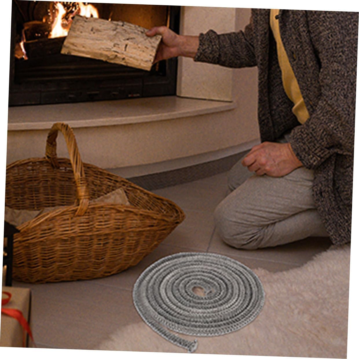 Fiberglass Wood Stove Door Gasket Seal Rope High Temperature Resistant Self-Adhesive Replacement for Fireplaces and Wood Stoves Easy Installation image number 1