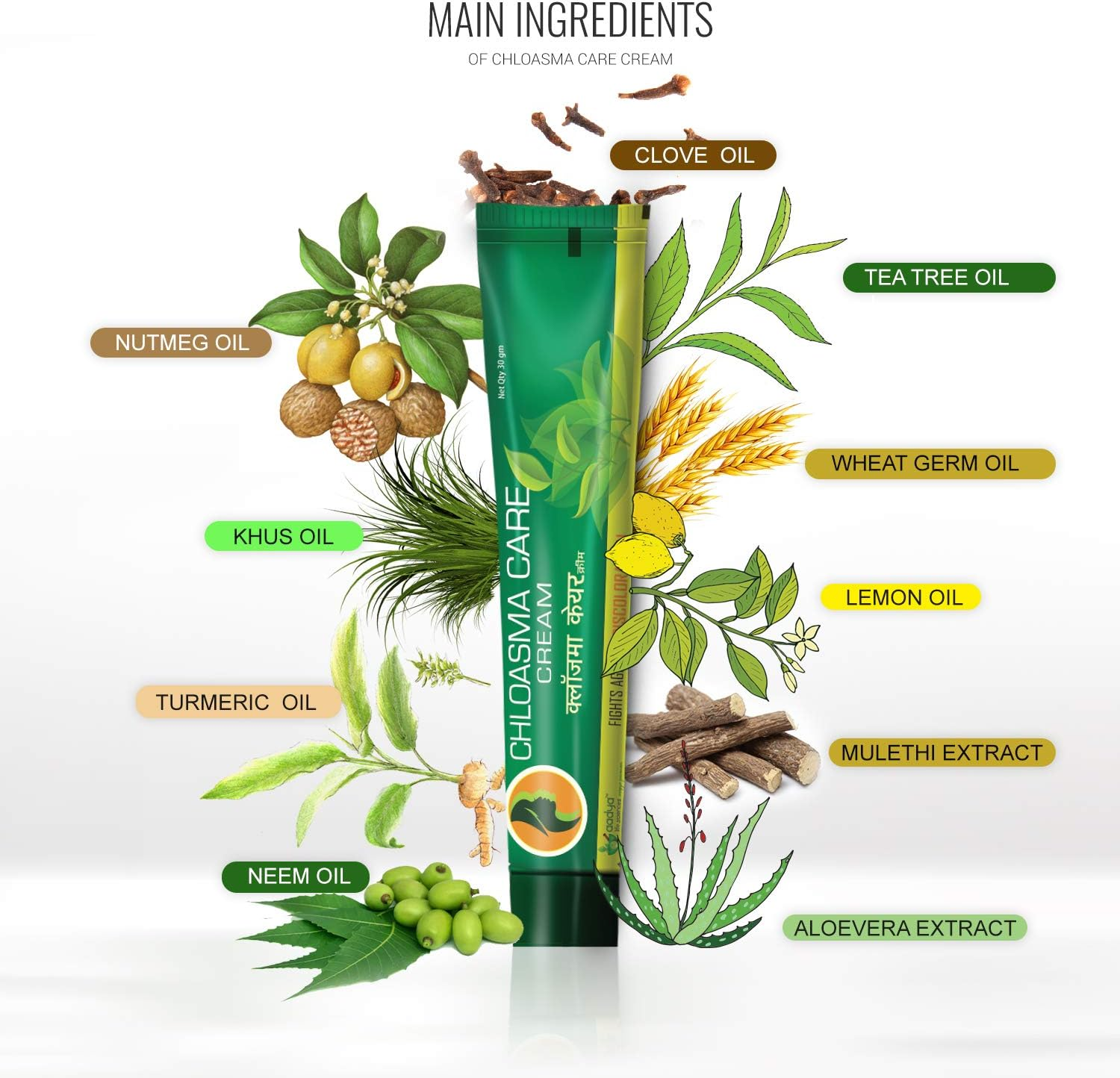 Aadya Life Sciences LLP - Chloasma Care Cream - Helps with Hyperpigmentation, Stretch Marks, Blemishes (Pack of 2) image number 3