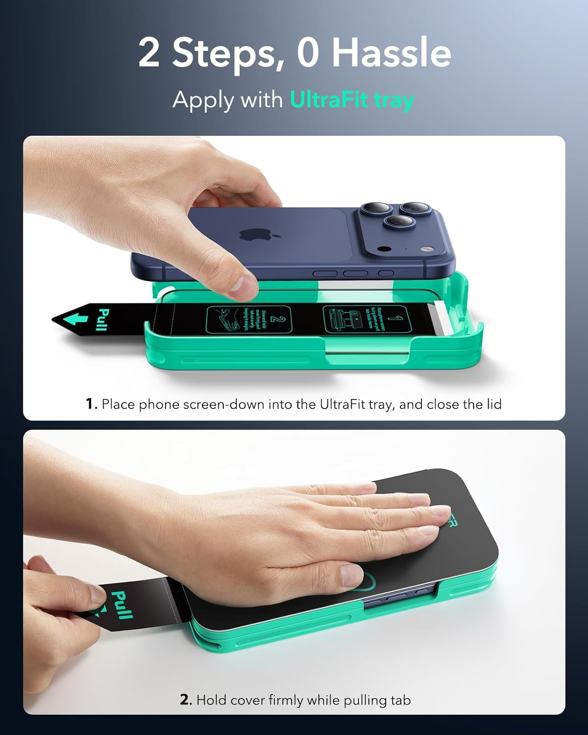 ESR 3 Pack for Iphone 17 Pro Max Screen Protectors 9H+ Tempered Glass, Military-Grade Shatterproof, with AR Anti-Reflective Technology, Armorite Ultra-Tough Tempered Glass with Ultra Fit Tray image number 2