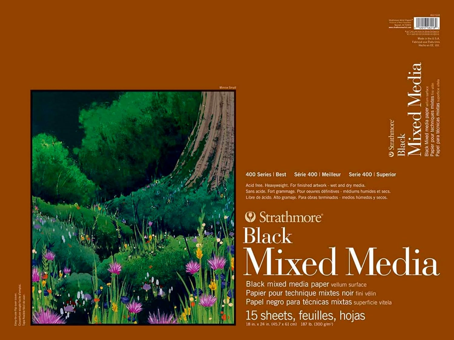 Strathmore 400 Series Mixed Media Paper, Black, Foldover Pad, 9X12 Inches, 15 Sheets (184Lb/300G) - Artist Paper for Adults and Students - Watercolor, Gouache, Graphite, Ink, Pencil, Marker image number 2