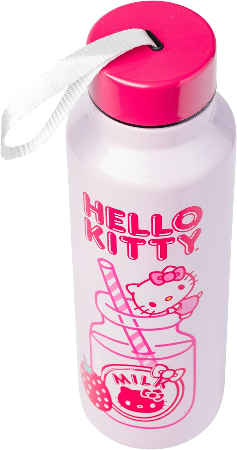 Silver Buffalo Hello Kitty Kawaii Milk Stainless Steel Water Bottle with Strap, 27 Ounces image number 2