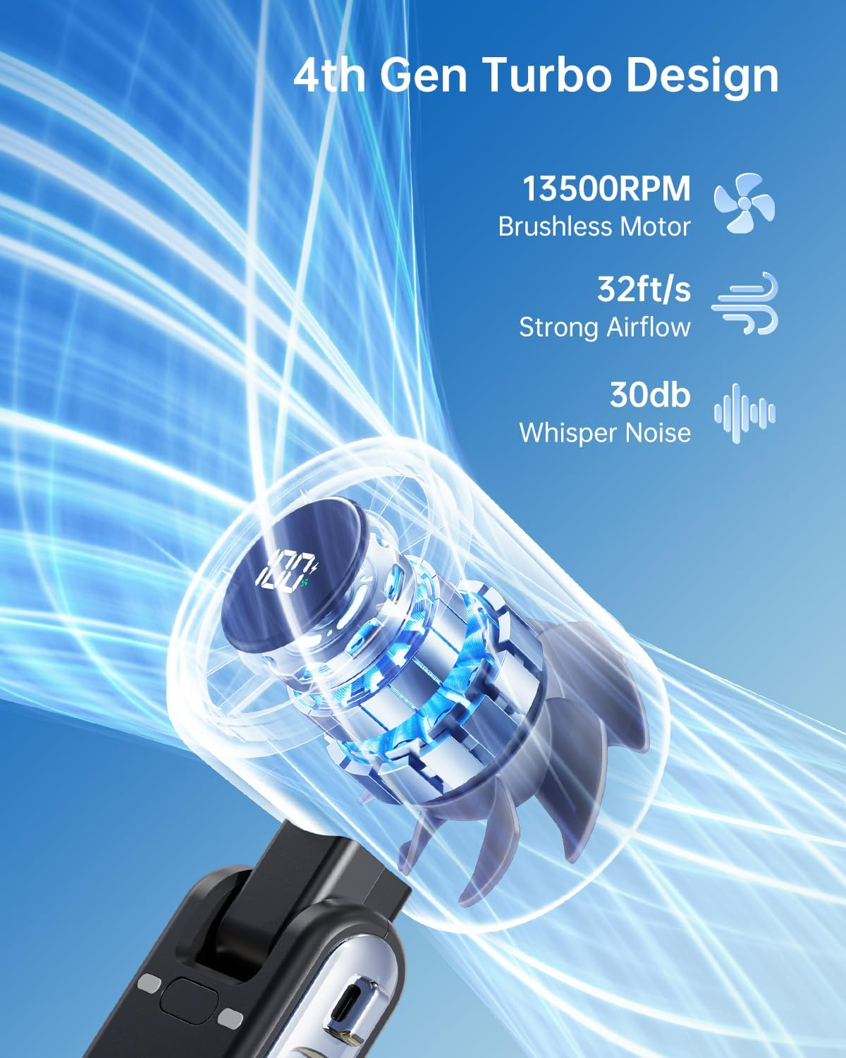 SWEETFULL Portable Handheld Turbo Fan, 13500PRM High Speed Personal Fan Rechargeable, 5 Gear Mini Powerful Fan Wearable, Travel Essentials, Gifts for Women Men, Vacation Beach, Black - Pink image number 3