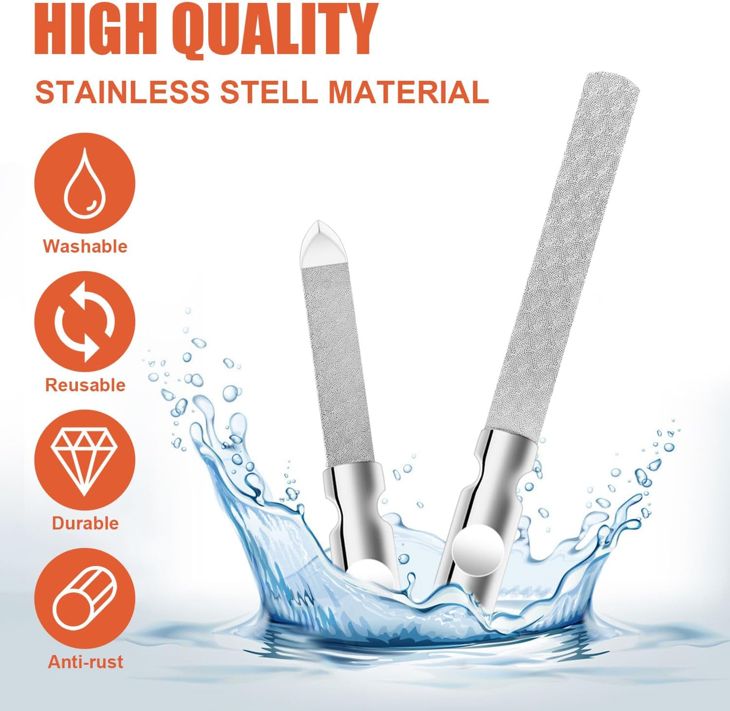 2Pcs Stainless Steel Nail Files, Double Sided Metal Nail Files Reusable Manicure Filer for Natural Nails Manicure Tools for Men Women Home Salon Travel image number 6