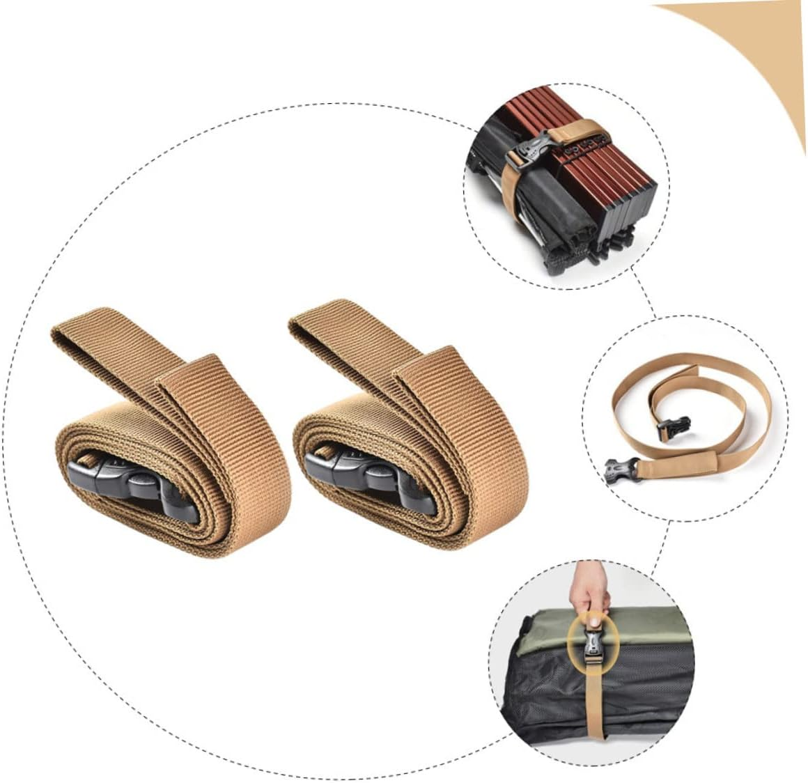 ANDRESLAD 2Pcs Luggage Strap Wear Resistant Camping Storage Straps for Secure Packing Durable Luggage Bands for Travel image number 3