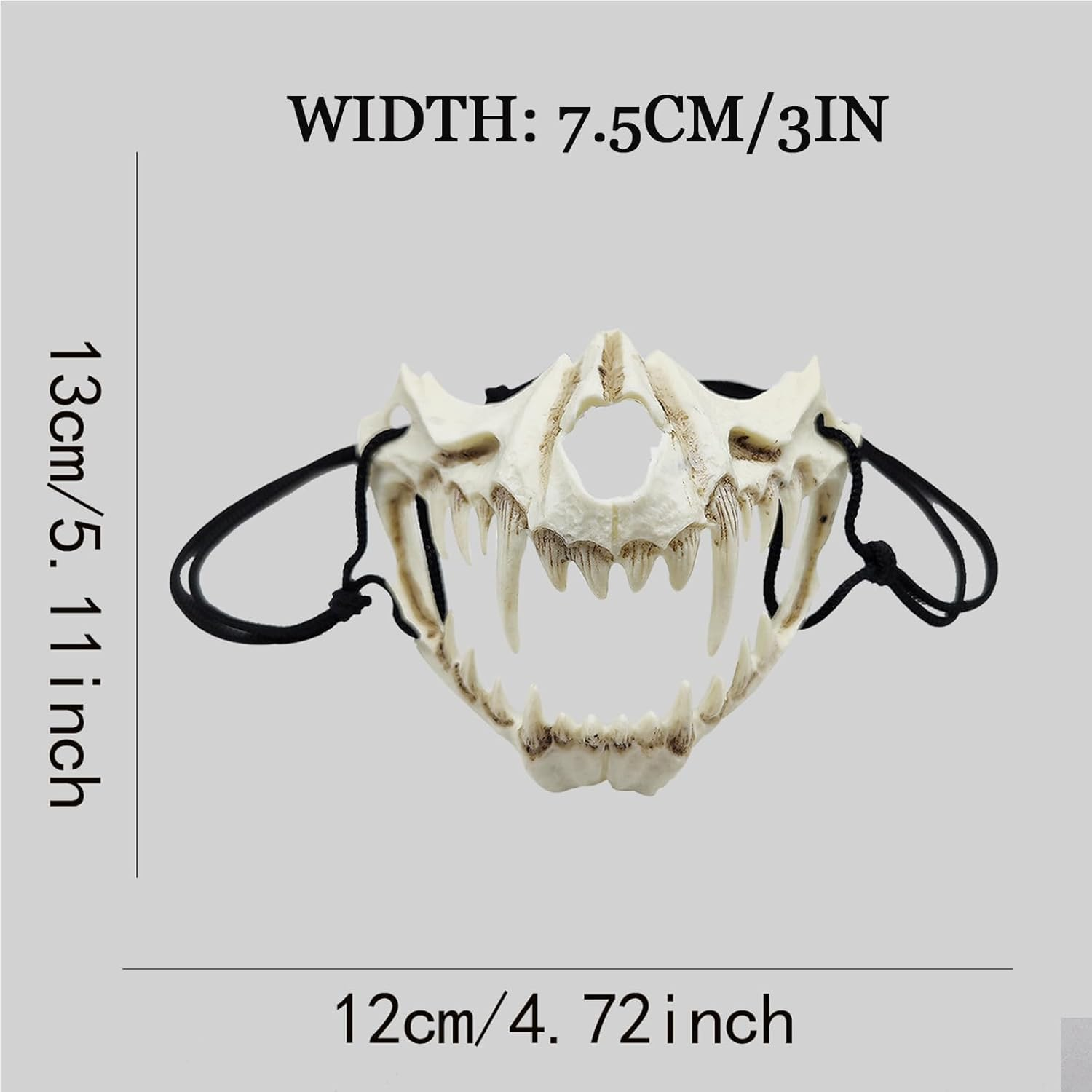 JDFHFGB Japanese Halloween Mask, Oni Animal Skull Half Mask for Halloween & Cosplay, Decorative Bone Costume Mask for Adults, Themed Parties & Collectors image number 3