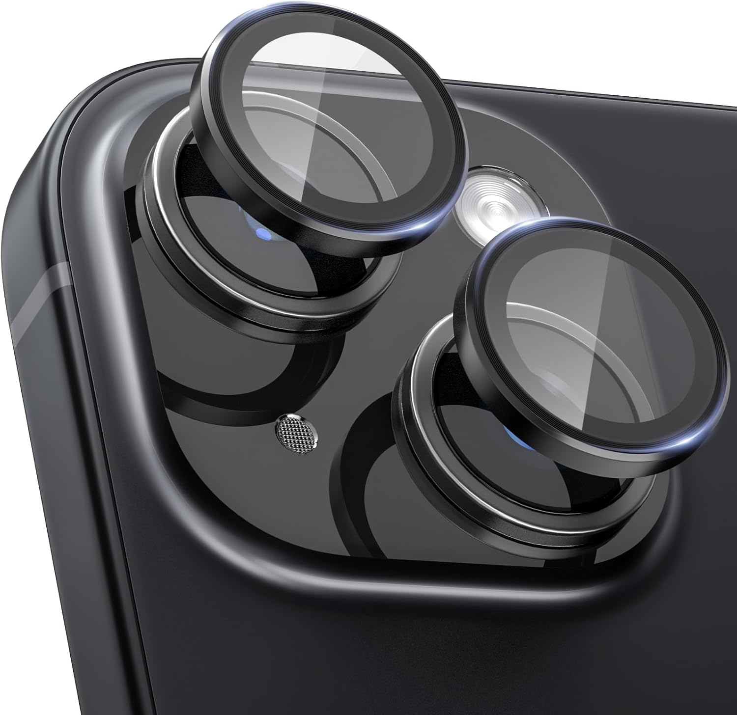 Cloudvalley for Iphone 15 Plus/Iphone 15 Camera Lens Protector, Ultra-Hd Tempered Glass Camera Cover [Case-Friendly] Metal Individual Lens Screen Protective Ring, Black