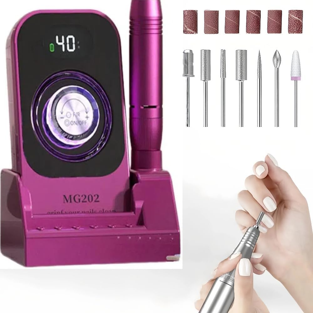 Professional Cordless Electric Nail Drill Machine - 40,000 RPM, Rechargeable, LCD Display, 6 Metal Bits, Lightweight for Gel/Acrylic Nails, Manicure & Pedicure image number 1