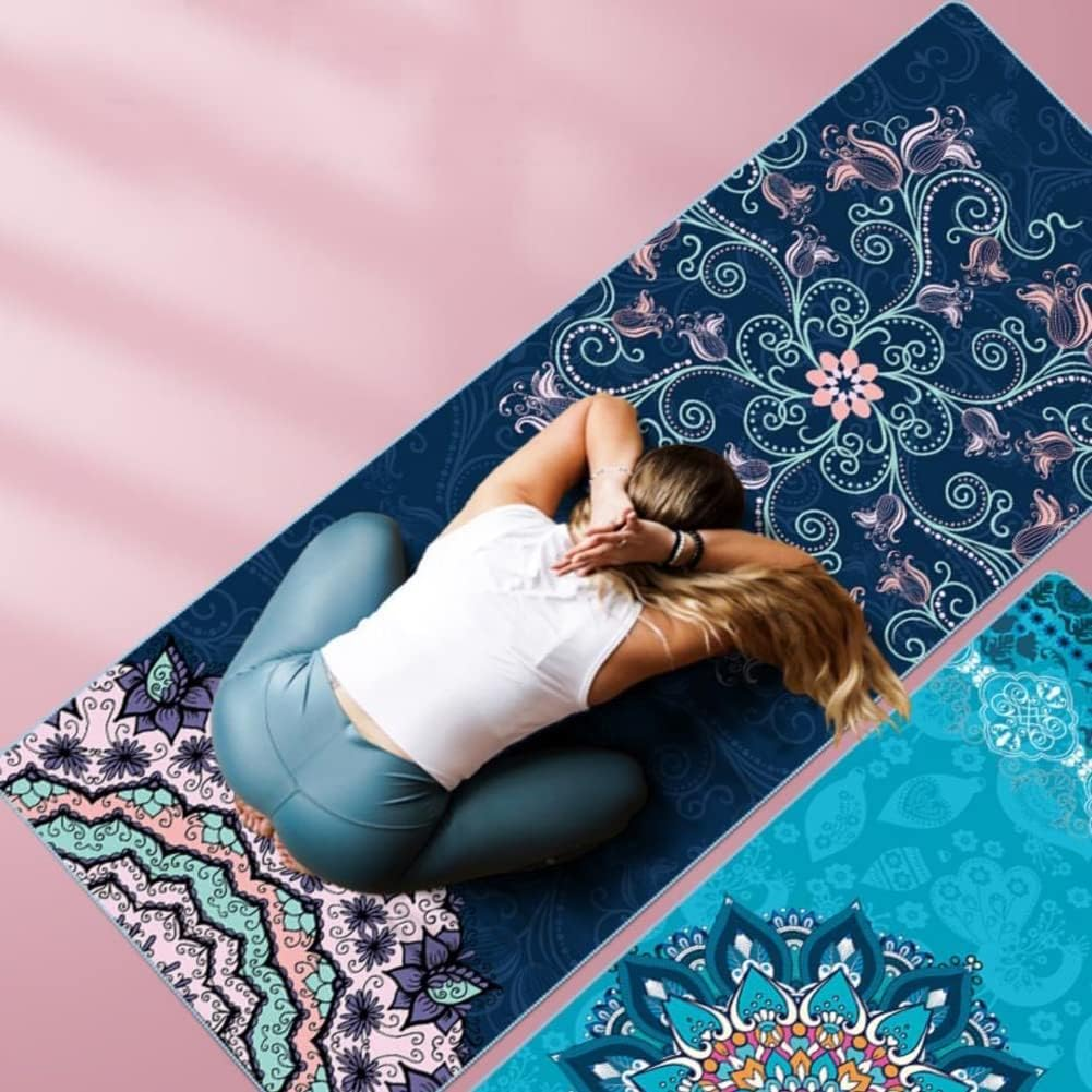 EXERCISE Large Yoga Towel74 L X 27.5" W Rubber Grip Dots Bottom Non Slip Yoga Mat Towel for Hot Yoga Pilates and Workout image number 5