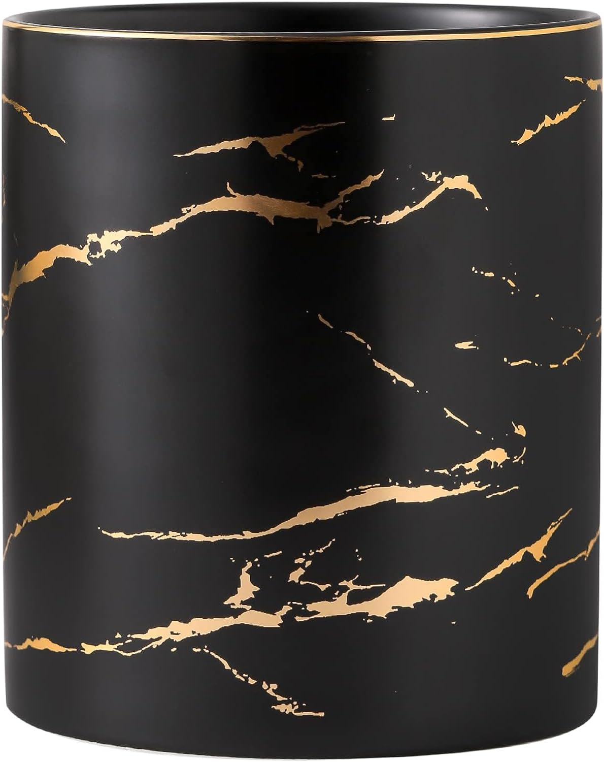 7.2 Inch Large Utensil Holder for Kitchen Counter, Golden Marble Utensil Crock Spatula Holder for Countertop Cooking Tools Storage Caddy Farmhouse Kitchen Decor (Marble-Black) image number 2