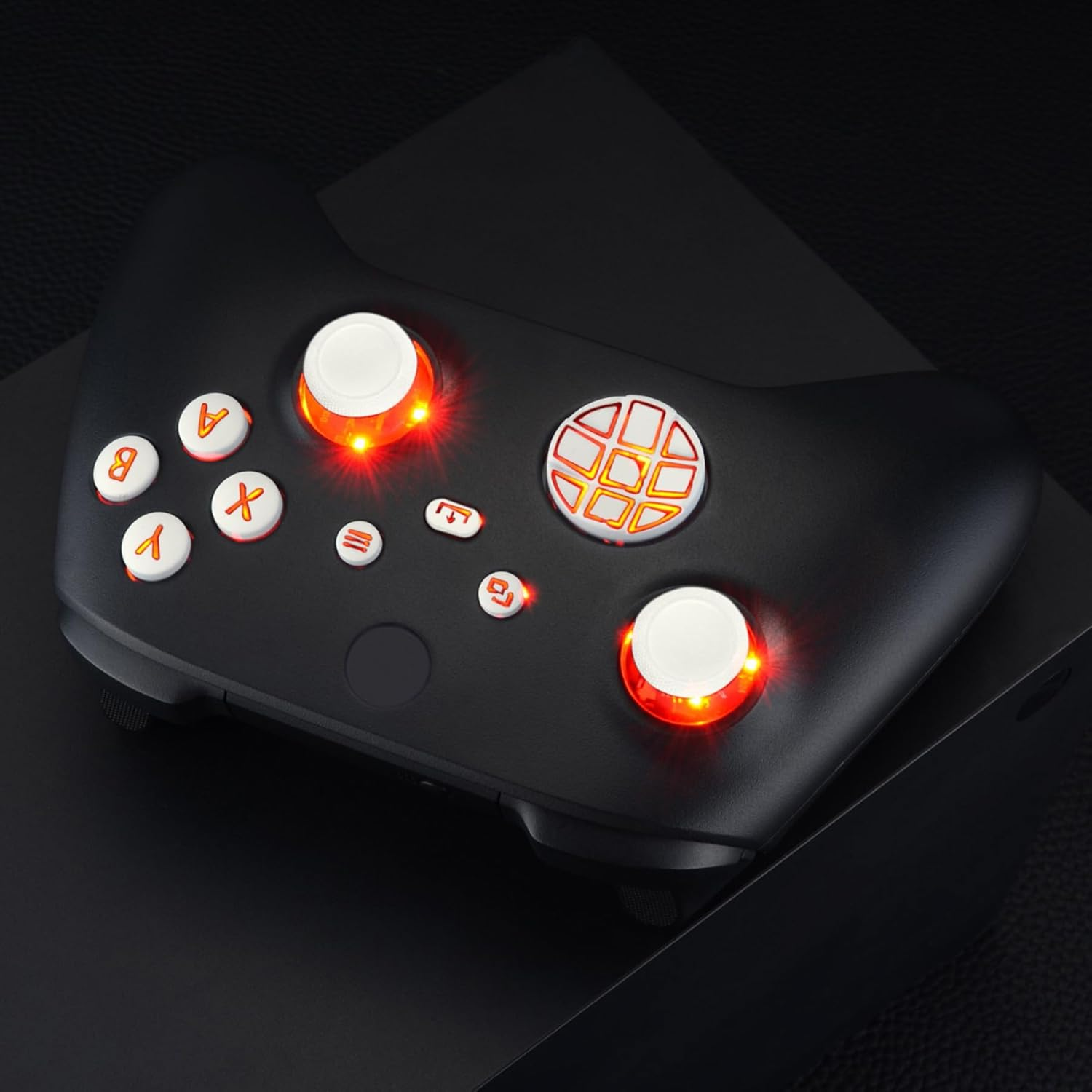 Extremerate Multi-Colors Luminated D-Pad Thumbsticks Start Back Sync ABXY Buttons for Xbox Series X/S Controller, White Classical Symbols Buttons DTF V2 LED Kit for Xbox Core Controller Model 1914 - Scarlet Red image number 5