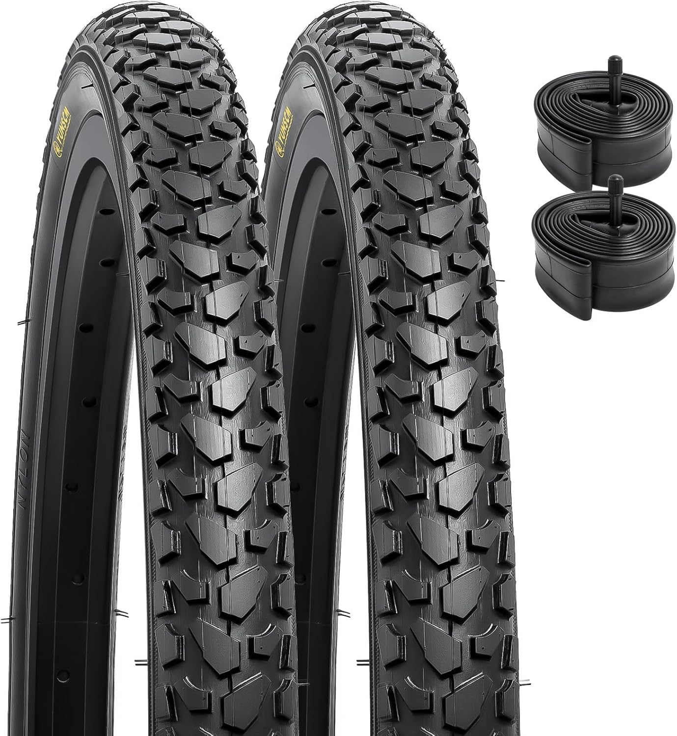 Yunscm 2 Pcs,22X1.75 Bike Tires,22X1.75 47-584 Bike Tyres + 22X1.75/2.25 Heavy Duty Bike Inner Tube Schrader Valve 32Mm +Tire Lever,Mountain Bike Tire 22 1.75,MTB Tire 22 1.75,Y-108 image number 2