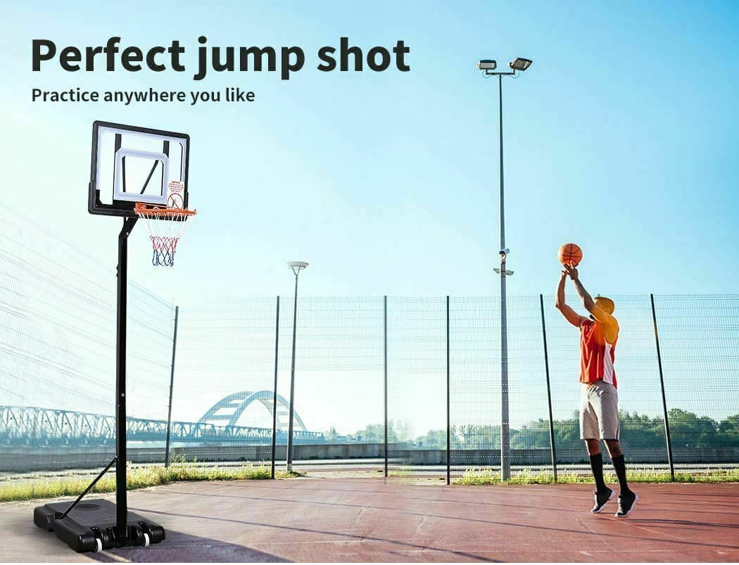 GROZY Portable Basketball Hoop Stand System 2.1M Height Adjustable Net Ring 38" Frame,Basketball Frame Net Set Professional Outdoor Basketball Stand with Wheels for Adults Adjustable High 1.55M-2.1M