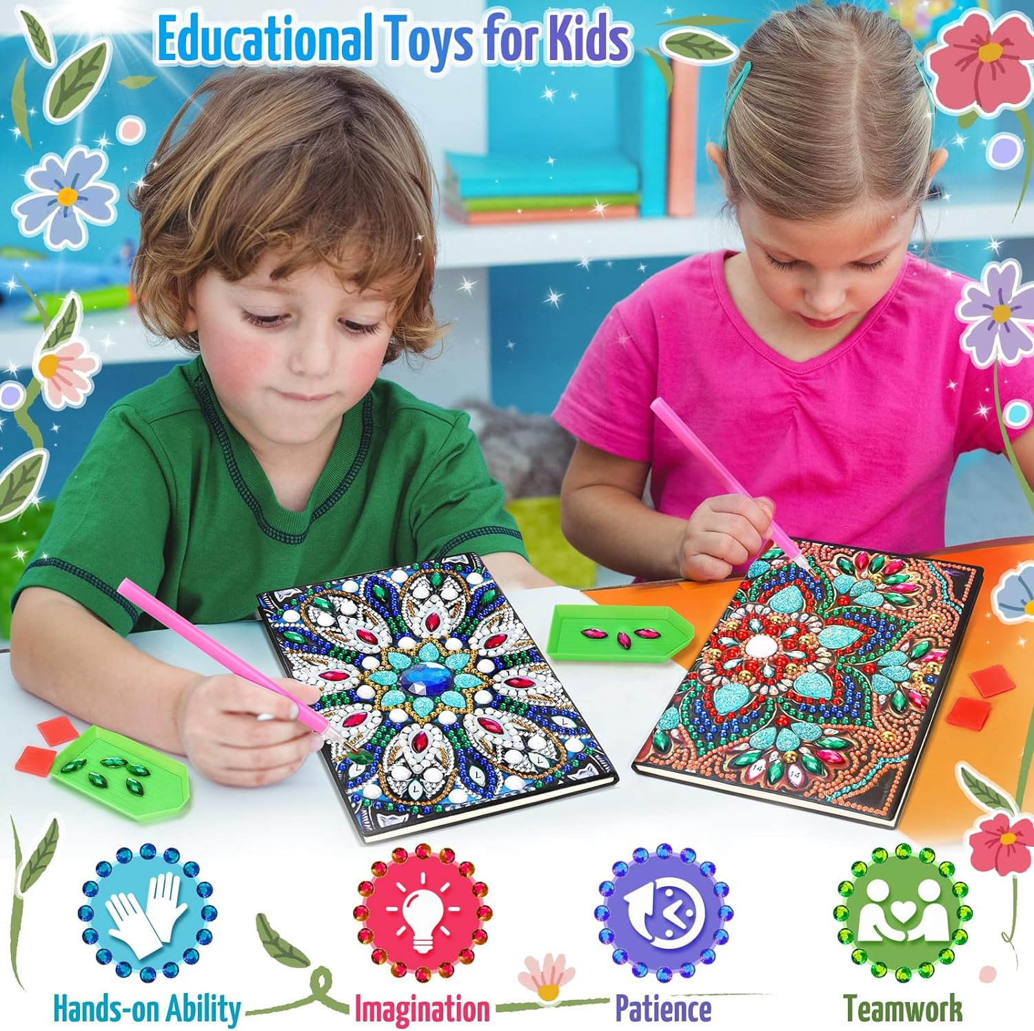 Craft Kits for Kids Age 6-8-9-10, Girls Birthday Presents for 5 7 11 12 Year Old Notebook Diamond Art Painting Kit Arts and Crafts for Kids Toys for 5-10 Year Old Girl Gifts Diary Cute Stationery Set