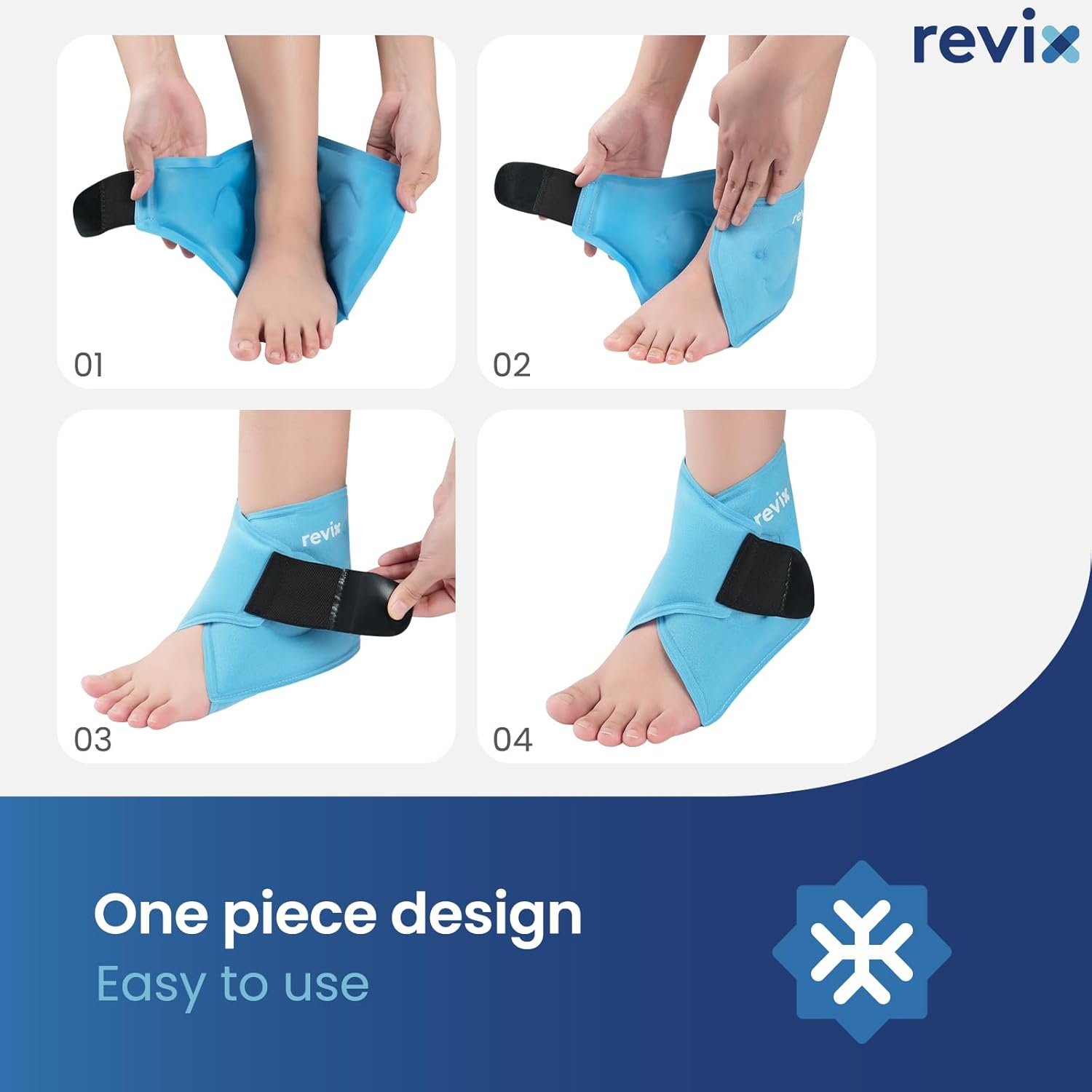 REVIX Ankle Ice Pack Wrap &ndash; Reusable Gel Cold Compression for Foot Discomfort, Ice Wrap for Feet Swelling and Recovery, Plantar Fasciitis, Achilles Tendonitis, and Sprained Ankles image number 5