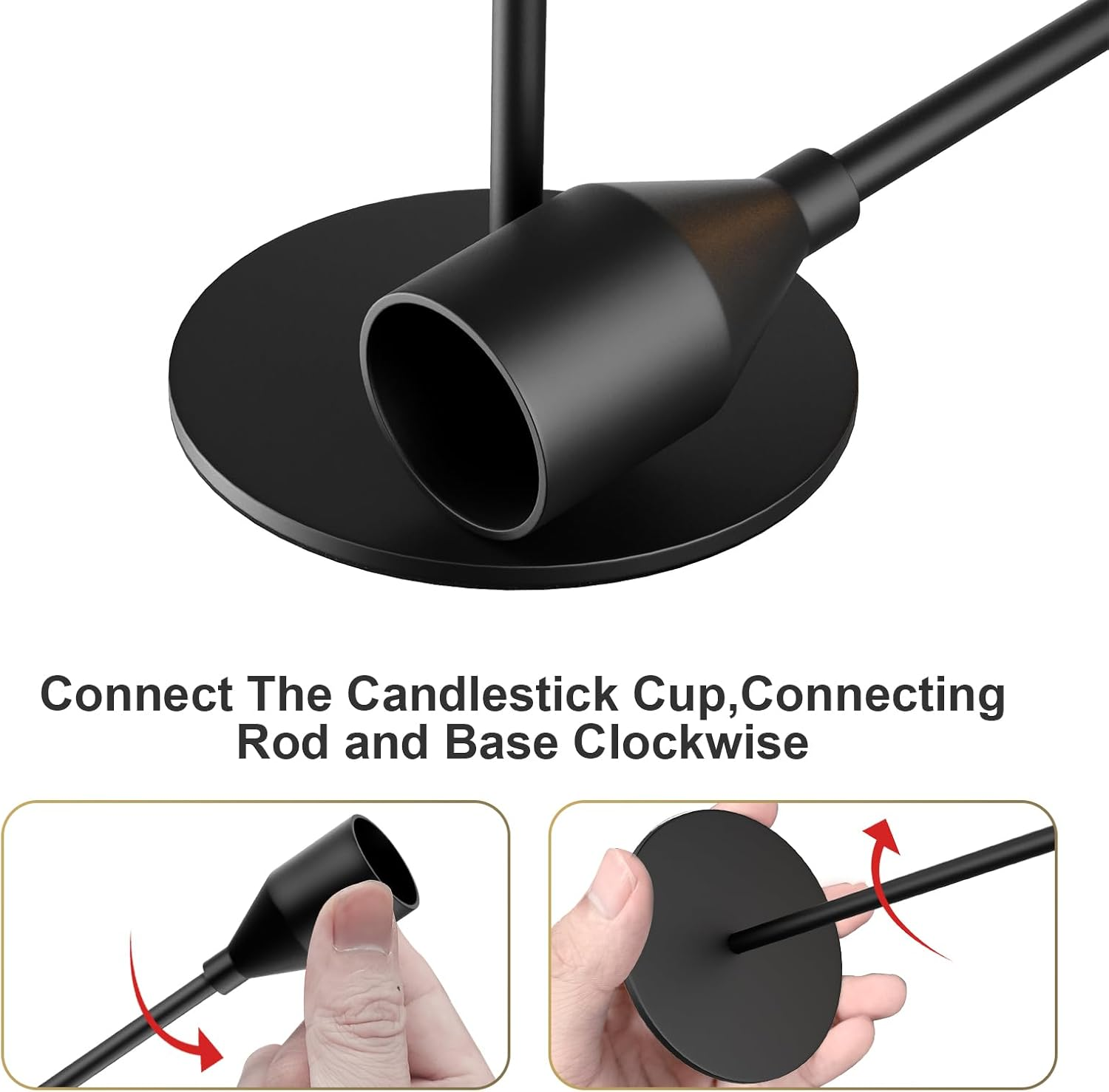 Matte Black Candle Holders for Taper Candles, Set of 6 Tall Metal Decorative Candlestick Holders for 3/4 Inch Thick Candle,Table Mantel Centerpiece for Wedding, Dinning, Party, Anniversary image number 4