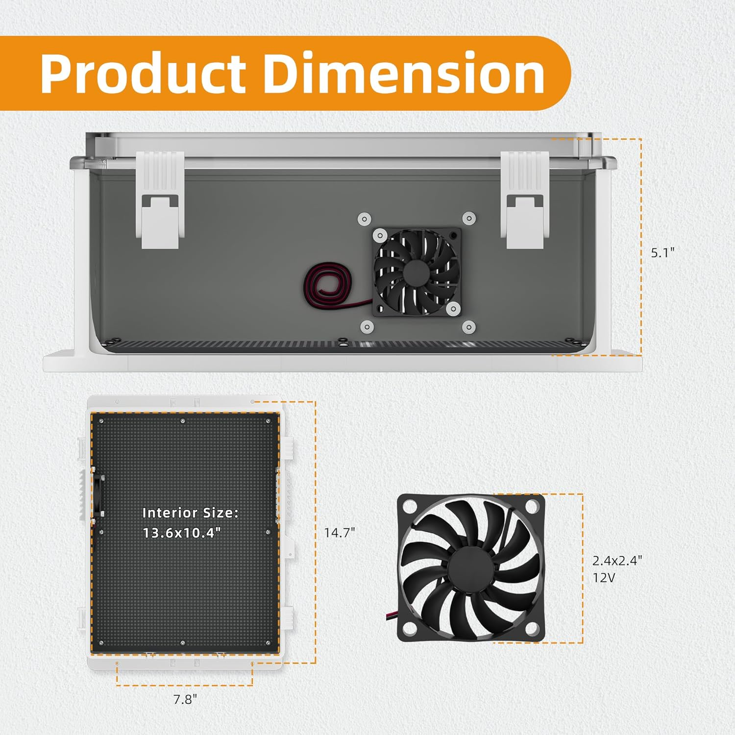 Joinfworld White Outdoor Electrical Box Waterproof Clear Enclosure, 16X11X6 ABS Plastic Wifi Box with Fan Vented Dust Screen image number 3