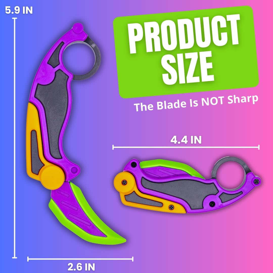 Fidget Knife (2), 3D Printed Gravity Claw Knife, Fidget Knife Toy, Claw Knife Trainer with Rubber Tip, Plastic Fidget Knife