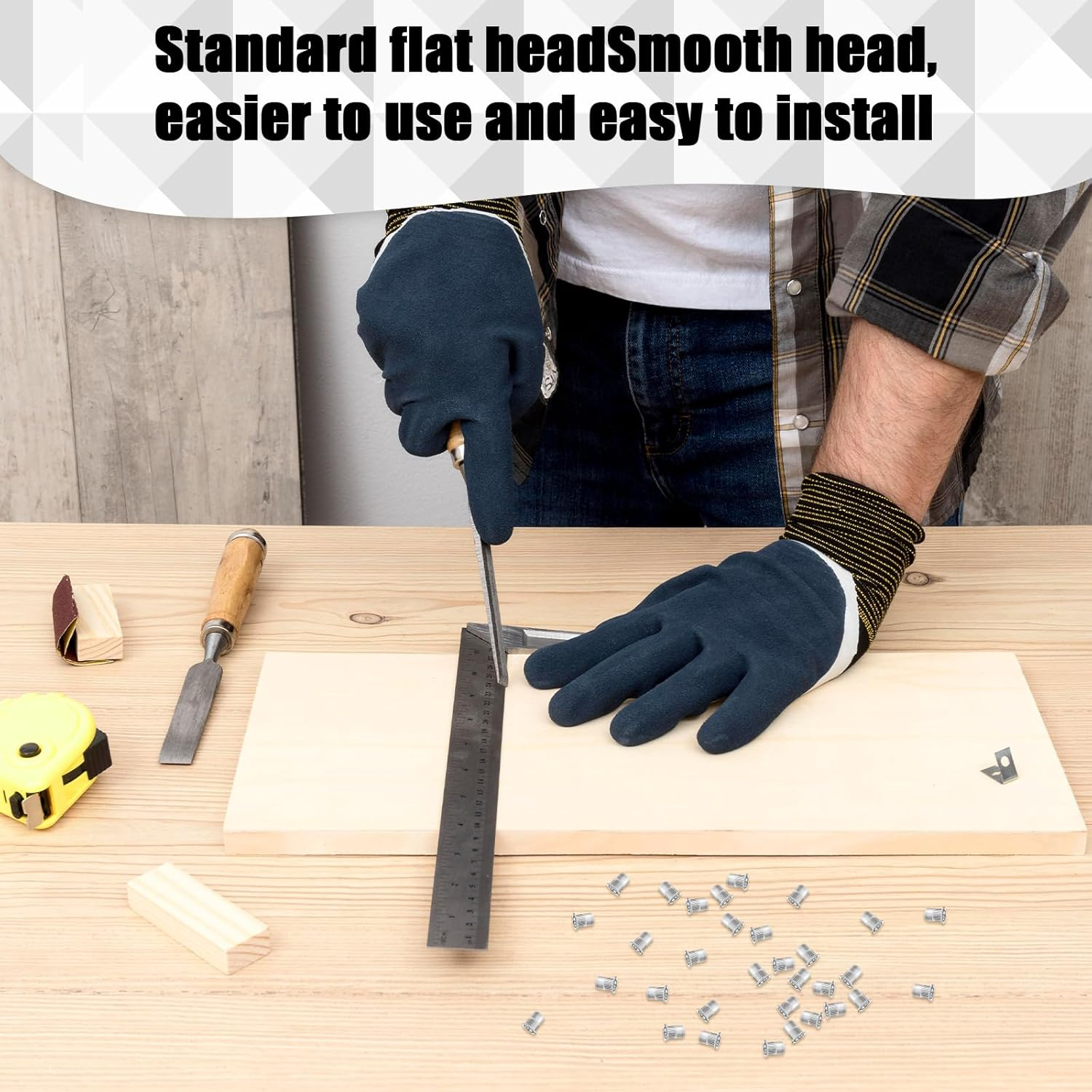 M6 Flat Head Rivet Nuts, 50 PCS Stainless Nut Inserts for Automotive, Furniture, Decoration image number 4