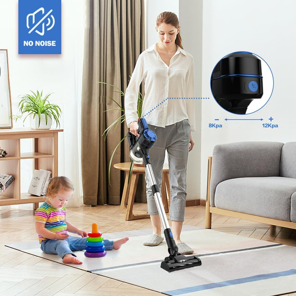 ADVWIN 3-In-1 Cordless Vacuum Cleaner, Extendable Upright Vacuums, 150W Powerful Lithium Battery Lightweight Stick Handy Vacuum Cleaner with LED & Wall Bracket, for Home | Hard Floor | Quiet image number 2