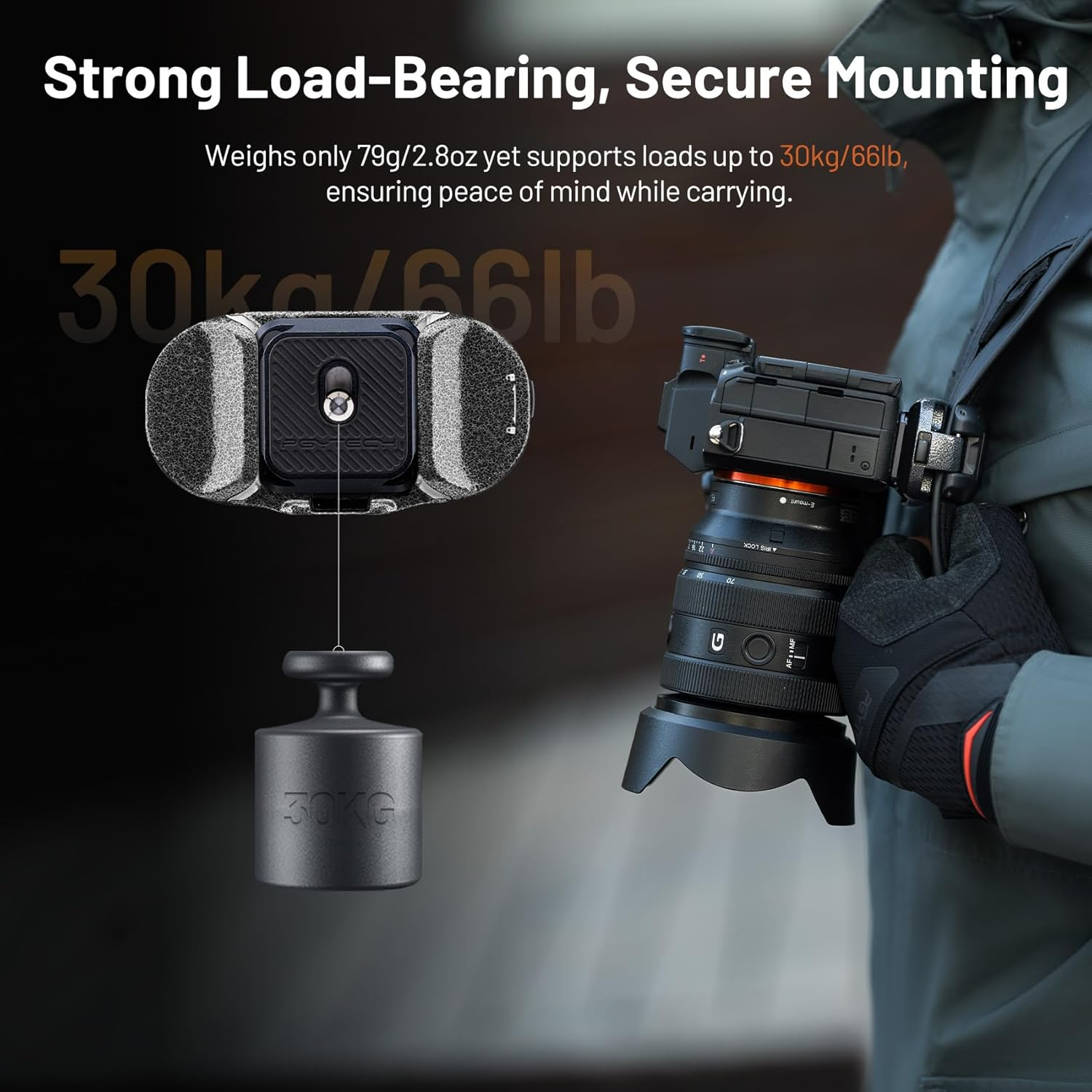 PGYTECH Beetle Camera Clip V2 with Plate, Quick Release Camera Backpack Clip, Arca-Swiss Compatible, Snaplock System for Sony/Nikon/Fuji/Dslr/Mirrorless Cameras, Instant Mounting & Hands-Free Shooting image number 2