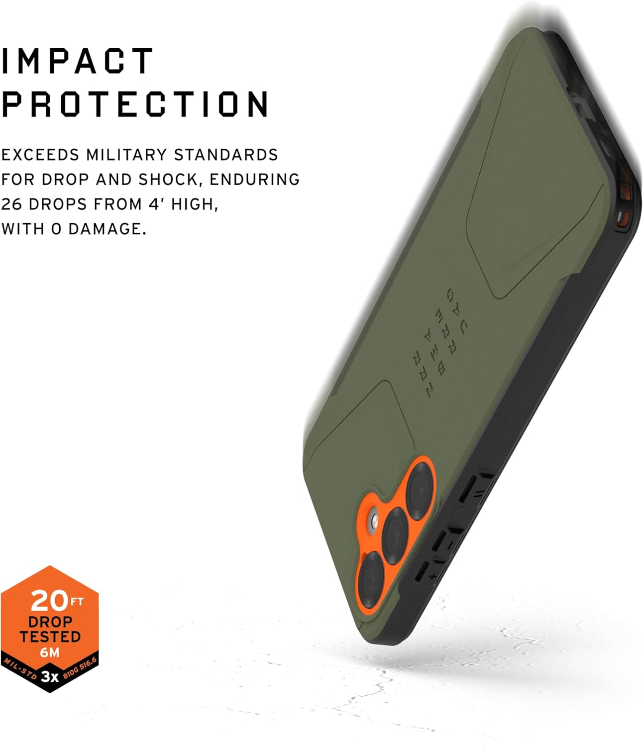 URBAN ARMOR GEAR Civilian Magnet - Samsung Galaxy S25 - Olive Drab/Orange Phone Cover for Outdoor Activities and Travel image number 4