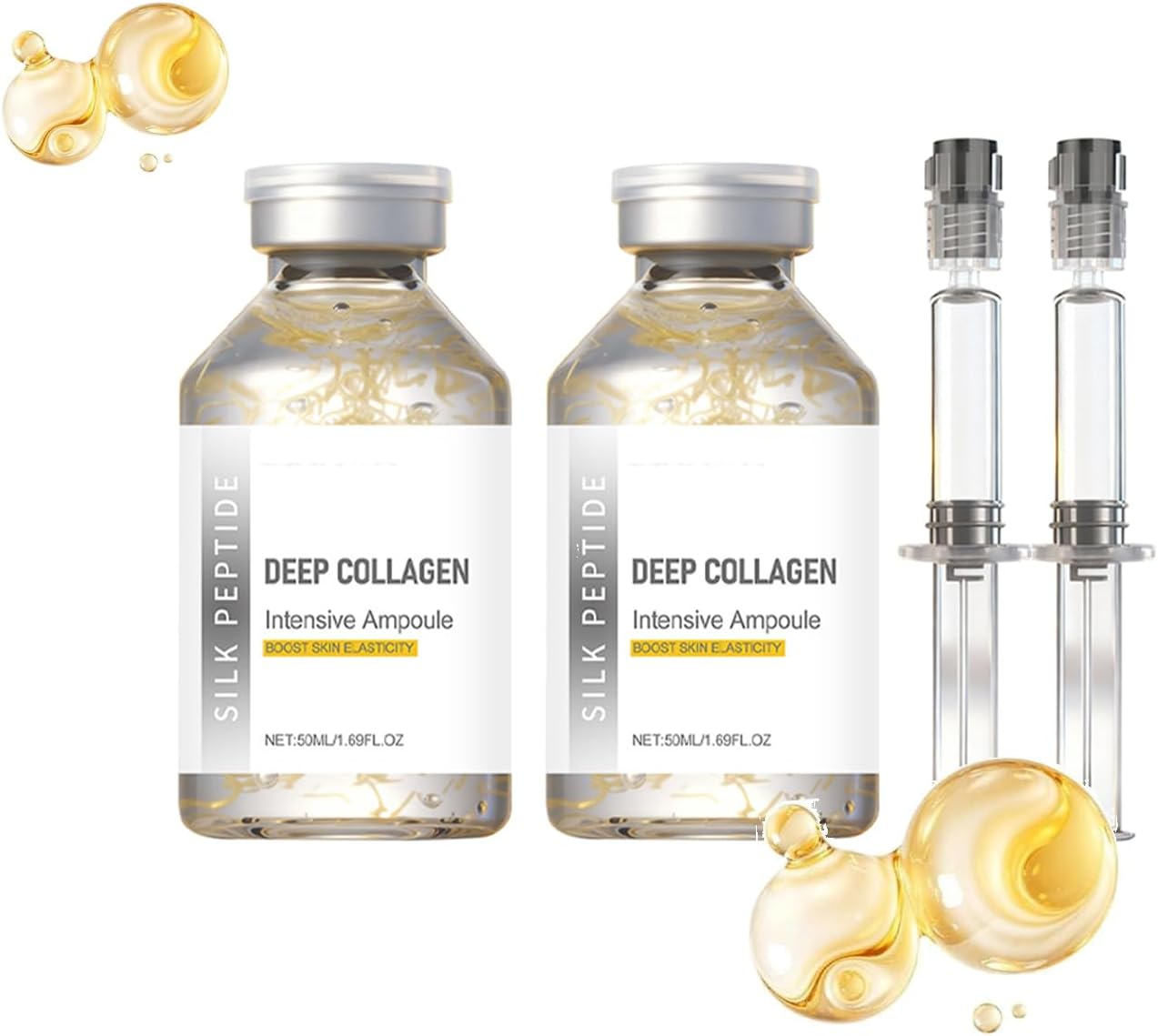 Silk Peptide Intensive Lifting Ampoule, anti Aging Face Serum, Deep Collagen Silk Peptide Intensive Lifting Ampoule Serums for Face Tightening and Lifting (2PCS)