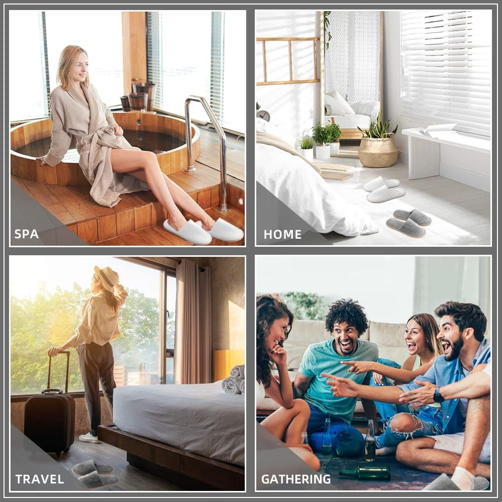 6 Pairs Spa Slippers, Washable & Reusable Closed Toe Disposable Indoor Hotel Slippers, Soft Home Coral Fleece Slipper,Super Soft Crystal Velvet, Padded Sole for Comfort- for Guests, Hotel, Travel ,Wedding