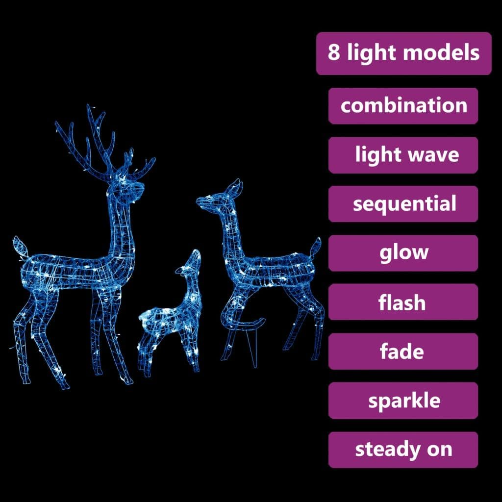 Christmas Reindeer, Xmas Light up Reindeer Outdoor Yard Christmas Decoration Acrylic Reindeer Family Christmas Decoration 300 LED Blue image number 6