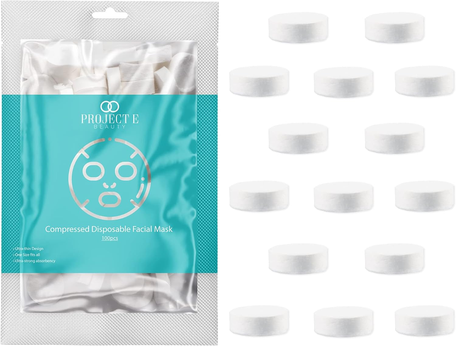 Project E Beauty 100PCS Disposable Non-Woven Cotton DIY Natural Spa Skin Care Cosmetic Facial Paper Sheet Eye Nose Face and Compressed Mask Towel Sheet Toner Lotion Paper (Facial Mask) image number 4