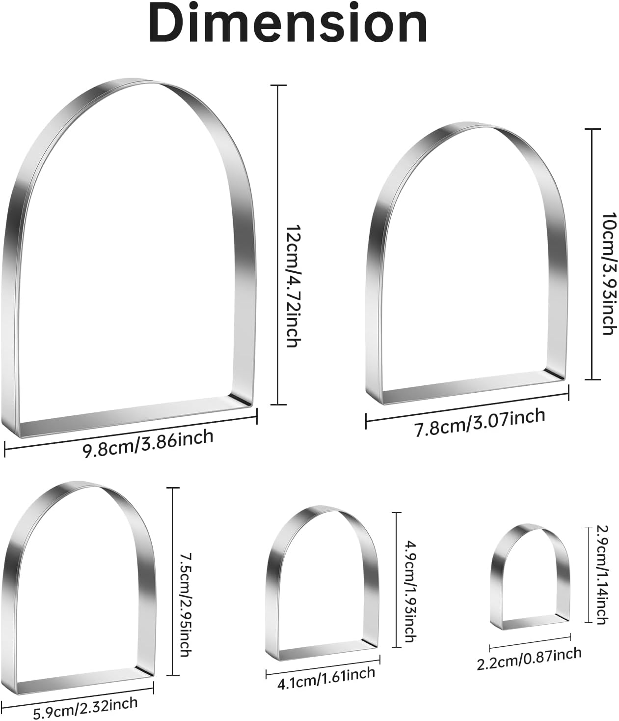 Arch Door Cookie Cutters Egg Biscuit for Kids DIY Lunchbox Bento Box Fruit Vegetable Sandwich Cutters for Baking Children Boys Girls, Pack of 5