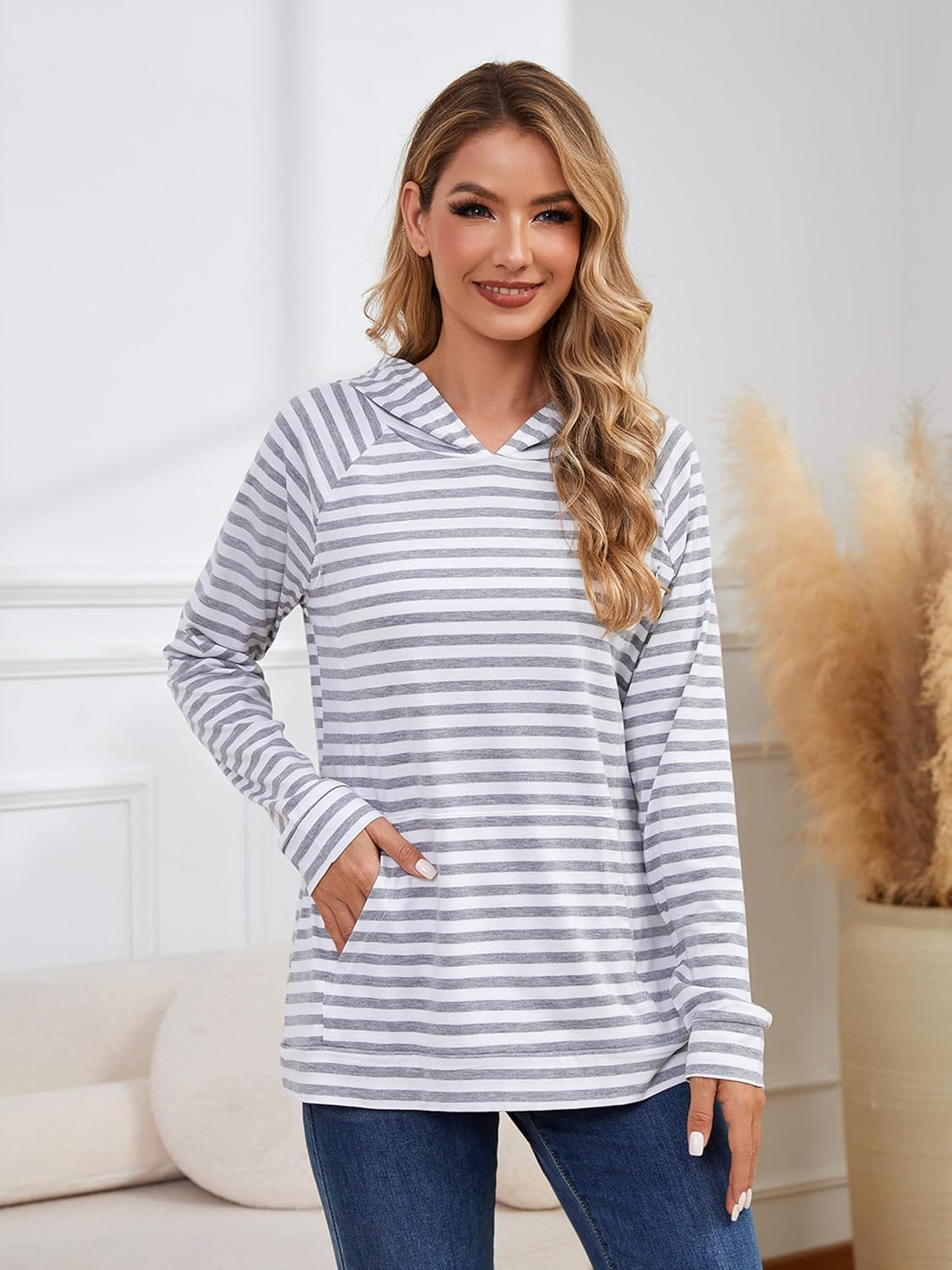 Liu & Qu Women'S Nursing Sweatshirts for Breastfeeding with Hidden Zipper Long Sleeve Maternity Hoodie Causal Clothes